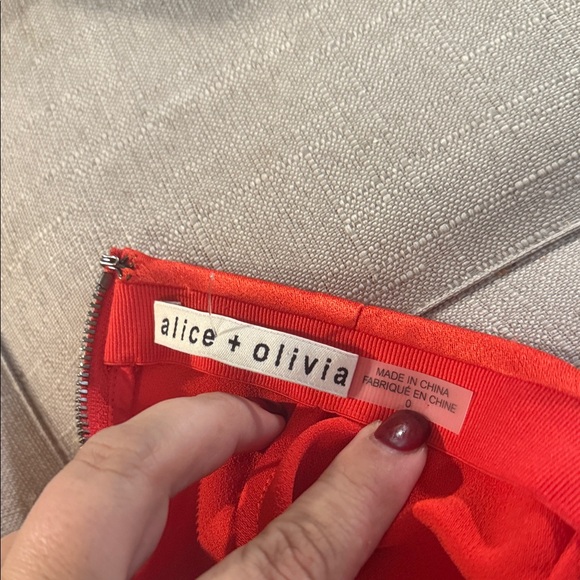 ALICE + OLIVIA Maeve satin slip skirt holiday exposed back zipper w slit 0 - Picture 2 of 5